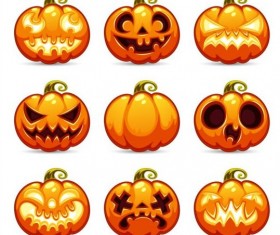 Funny ghost pumpkin halloween vector 01