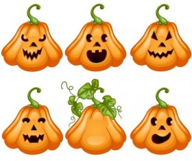 Funny ghost pumpkin halloween vector 02