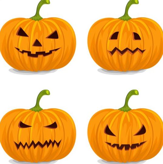 Funny ghost pumpkin halloween vector 03