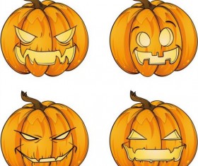 Funny ghost pumpkin halloween vector 04
