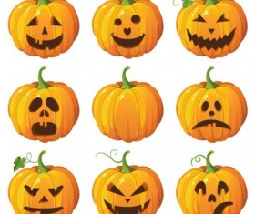 Funny ghost pumpkin halloween vector 05