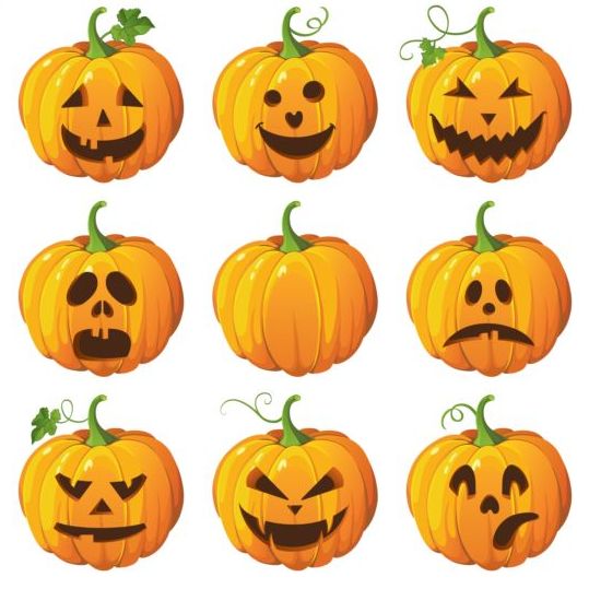 Funny ghost pumpkin halloween vector 05