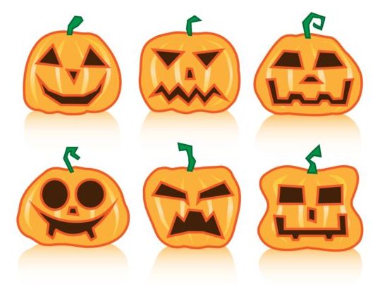 Funny ghost pumpkin halloween vector 06