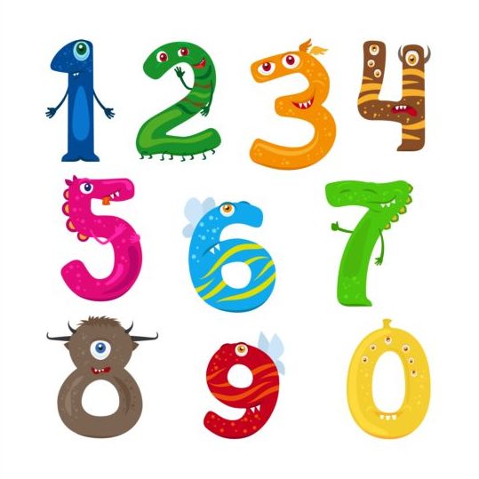 Funny monster numbers vector free download