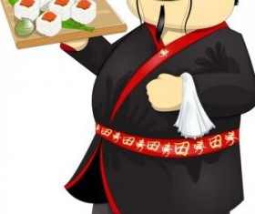 Funny people with sushi vector material 01