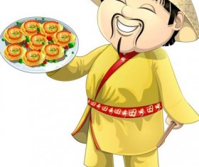 Funny people with sushi vector material 03