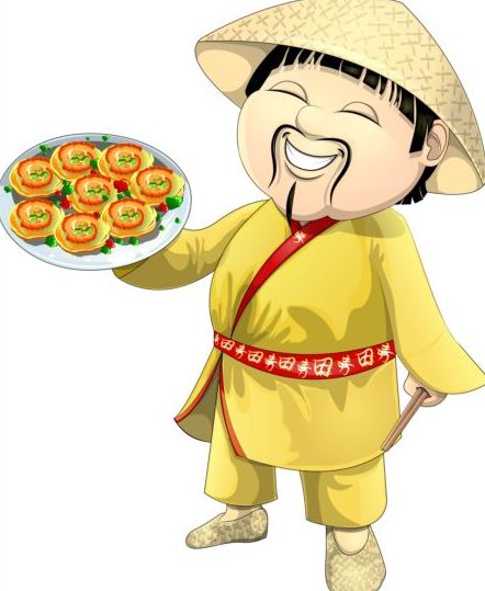 Funny people with sushi vector material 03