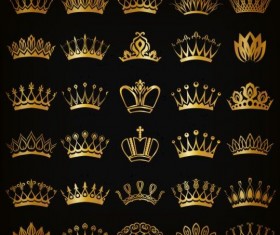 Gold crown ornament set vector