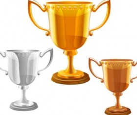 Gold silver copper award cup vector 04