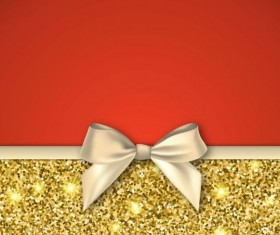Gold with red background and bow vector 03