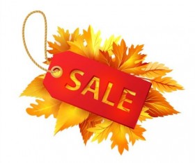 Golden autumn leaves with sale tags vector 06