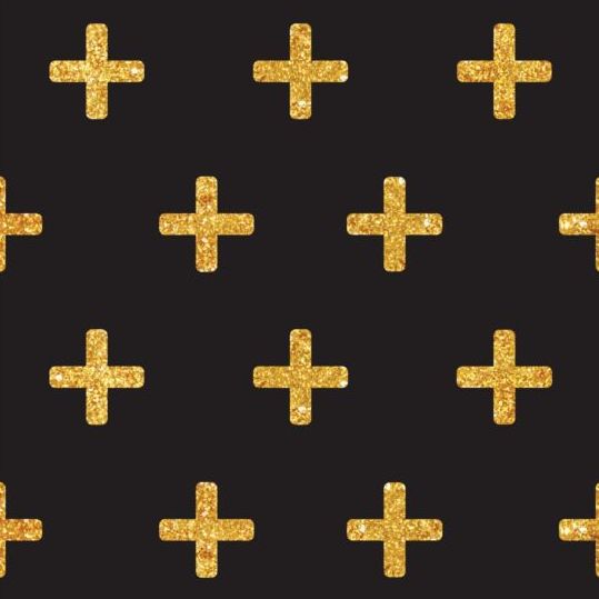 Golden cross seamless pattern vector 01