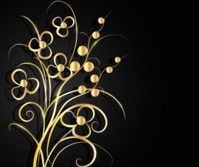 Golden flower with black background vector 02