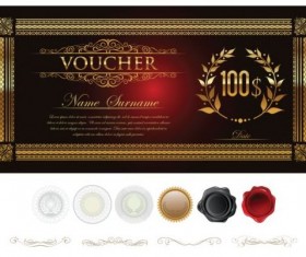 Golden gift certificate lixury vector 01