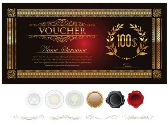 Golden gift certificate lixury vector 01