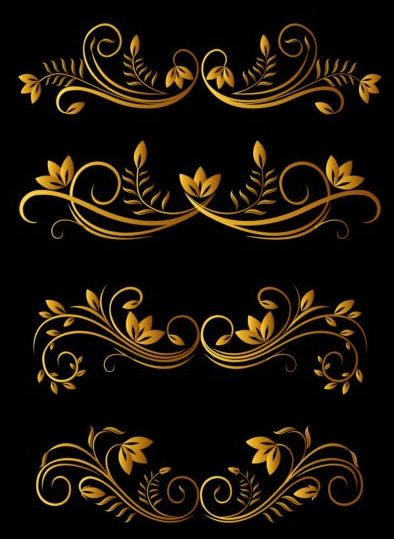 Golden luxury ornaments vectors graphic 02