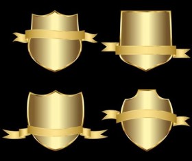 Golden shield with ribbon vector 03