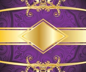 Golden with purple decorative background vector 02