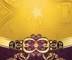 Golden with purple decorative background vector 04