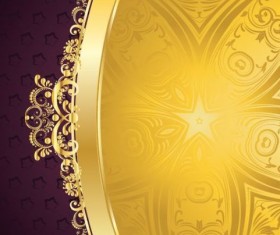 Golden with purple decorative background vector 05