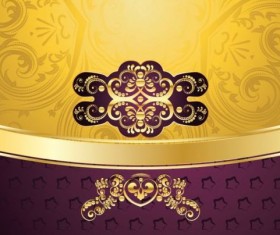 Golden with purple decorative background vector 06