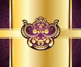 Golden with purple decorative background vector 07