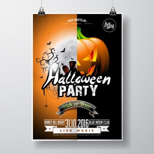 Halloween music party flyer design vectors 03 free download