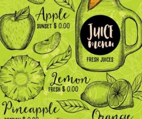 Hand drawn juice drink menu vector 01