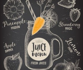 Hand drawn juice drink menu vector 03