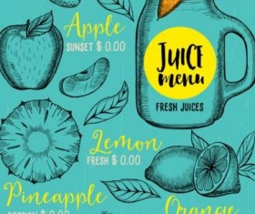 Hand drawn juice drink menu vector 04