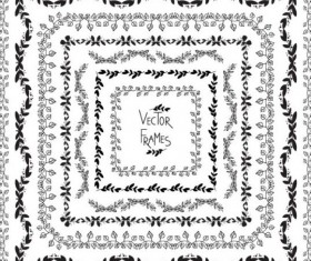 Hand drawn leaves frame vector