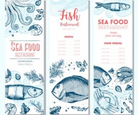 Hand drawn sea food banners vector 01