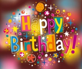 Happy Birthday elements with blurred background vector 02