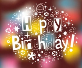 Happy Birthday elements with blurred background vector 03