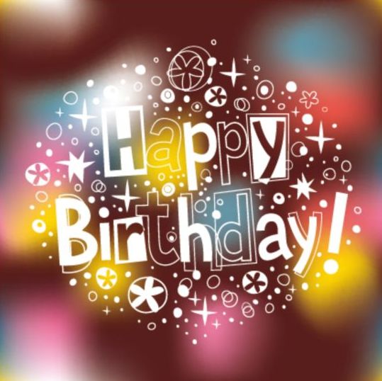 Happy Birthday elements with blurred background vector 03