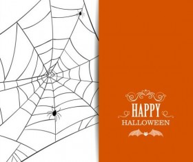 Happy Halloween card with spider webs vector 02