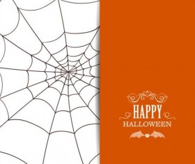 Happy Halloween card with spider webs vector 04