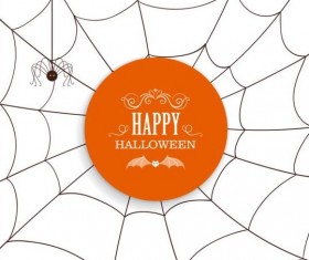 Happy Halloween card with spider webs vector 05