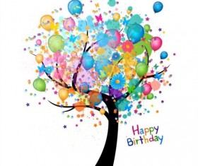 Happy birthday colored tree vector