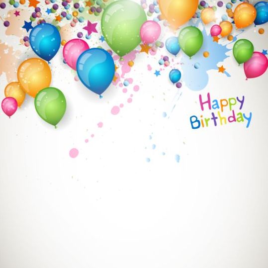 Happy birthday grunge background with balloon vector free download