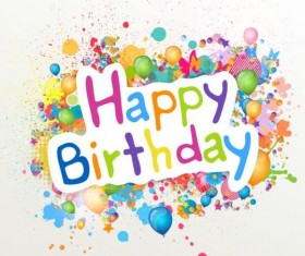 Happy birthday label with colored grunge vector