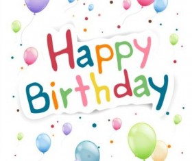 Happy birthday sticker with balloon vector 01