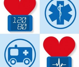 Heart with healthy vector icons
