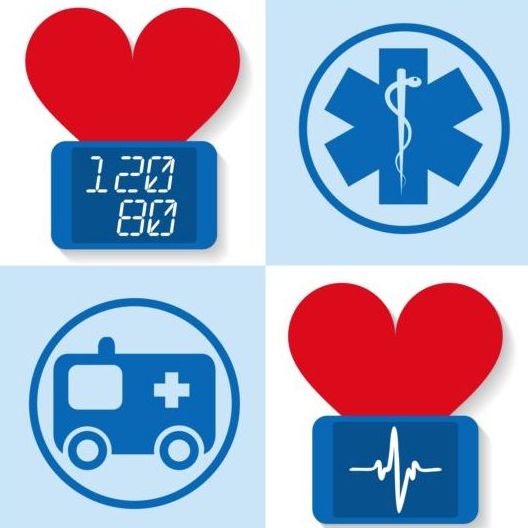 Heart with healthy vector icons