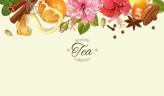 Herbal tea vintage background vector 01
