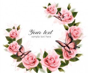 Beautiful pink flowers vector background set 01 free download