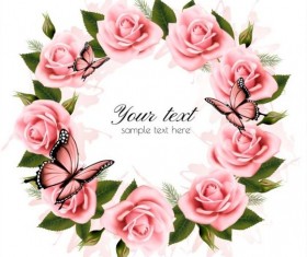 Beautiful pink flowers vector background set 01 free download