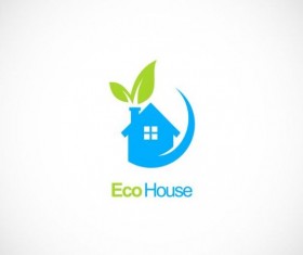 House ecology green leaf logo vector