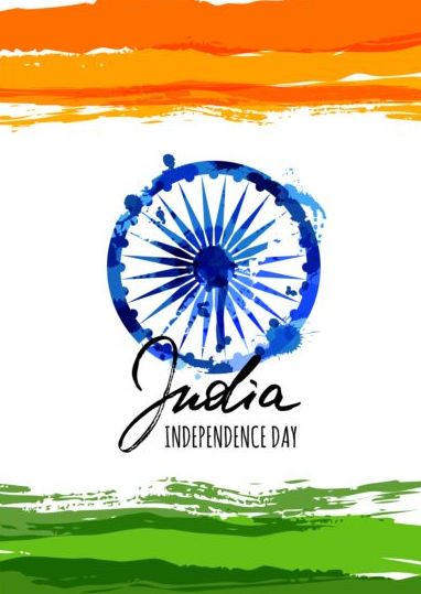 Indian Independence Day watercolor background vector 01