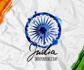 Indian Independence Day watercolor background vector 02